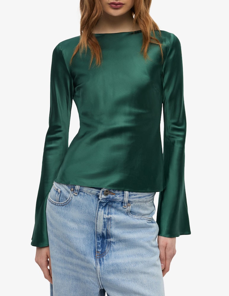 rinascente Ganni Blusa in satin a maniche lunghe