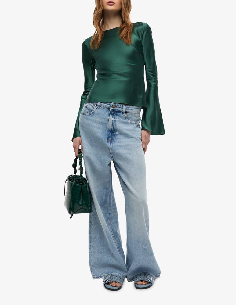 rinascente Ganni Blusa in satin a maniche lunghe