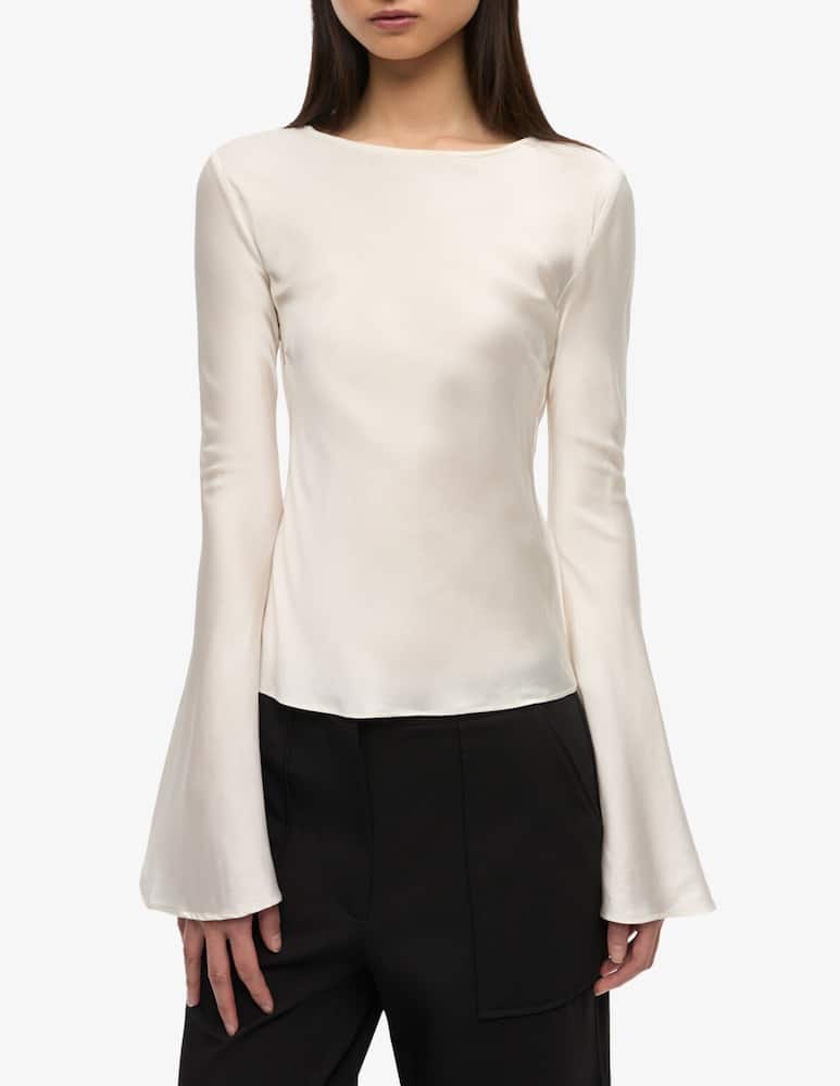 rinascente Ganni Blusa satin con maniche lunghe