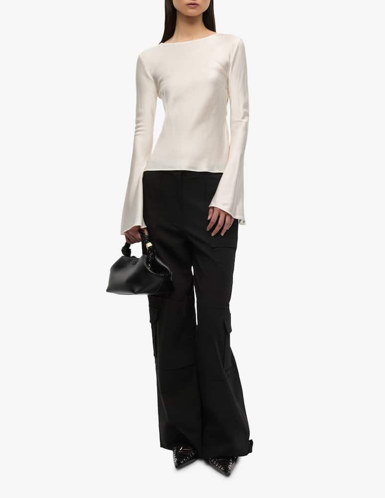 rinascente Ganni Blusa satin con maniche lunghe