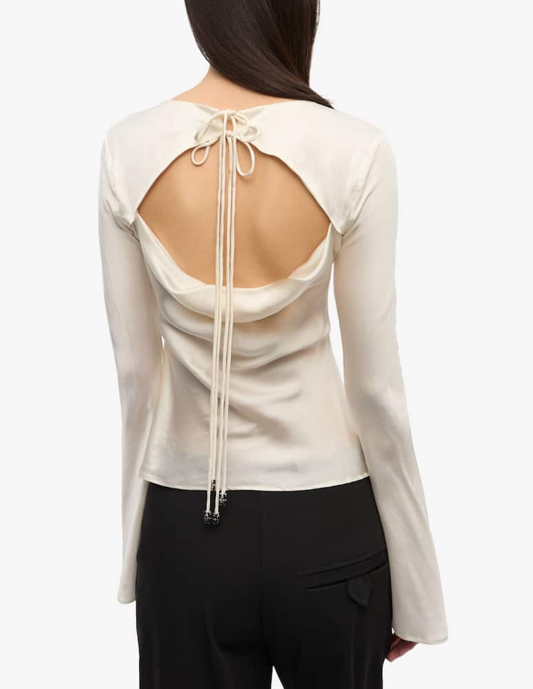 rinascente Ganni Blusa satin con maniche lunghe