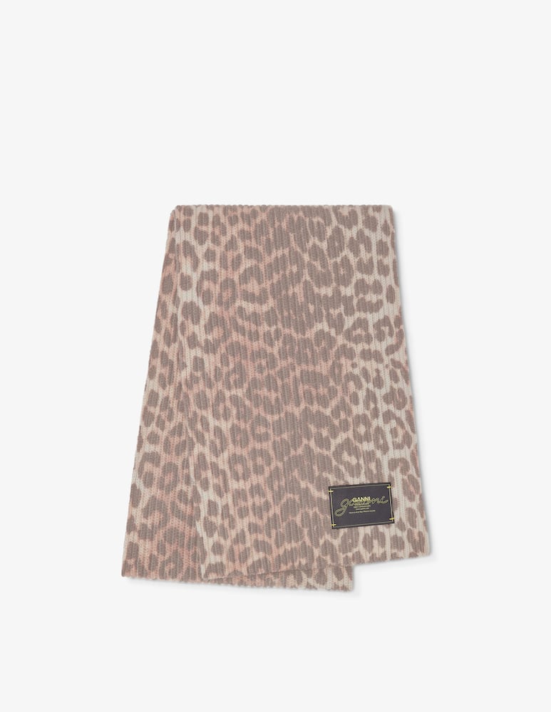 rinascente Ganni Sciarpa in lana leopardata