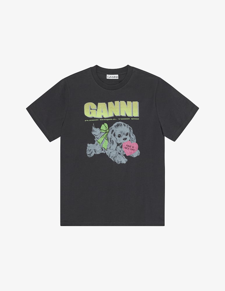 rinascente Ganni T-shirt in cotone Neon Puppy