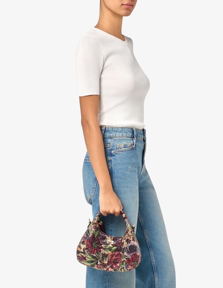 rinascente Ganni Borsa hobo mini tapestry strass