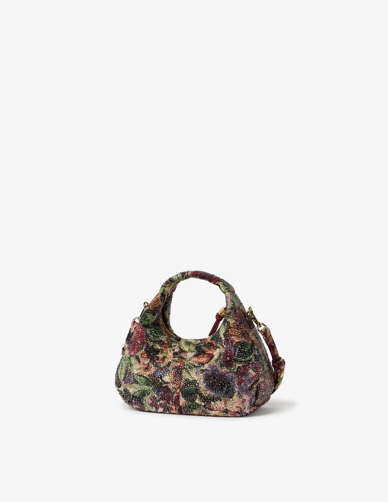 rinascente Ganni Borsa hobo mini tapestry strass