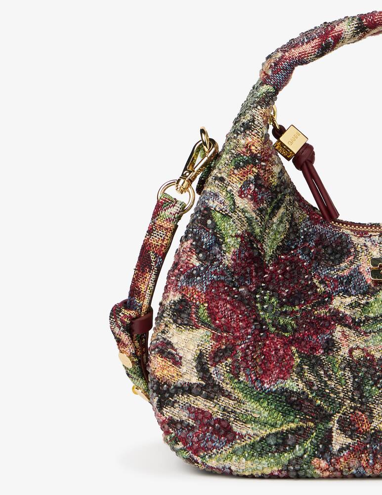 rinascente Ganni Borsa hobo mini tapestry strass