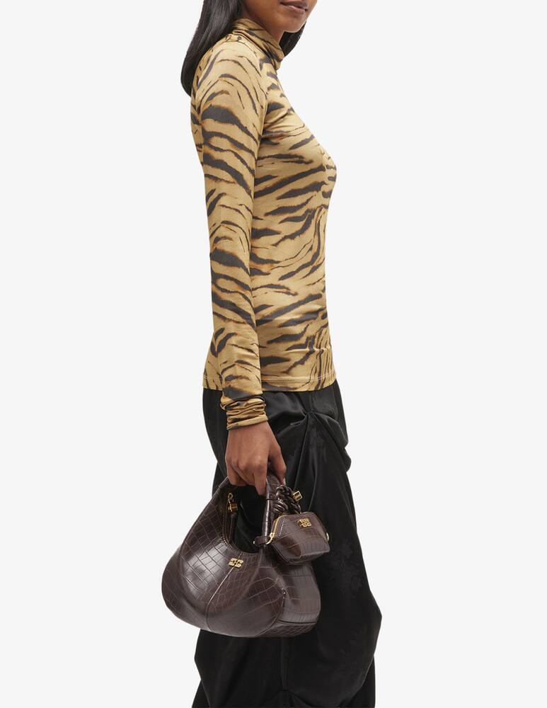 rinascente Ganni Borsa Hobo Mini con stampa coccordillo