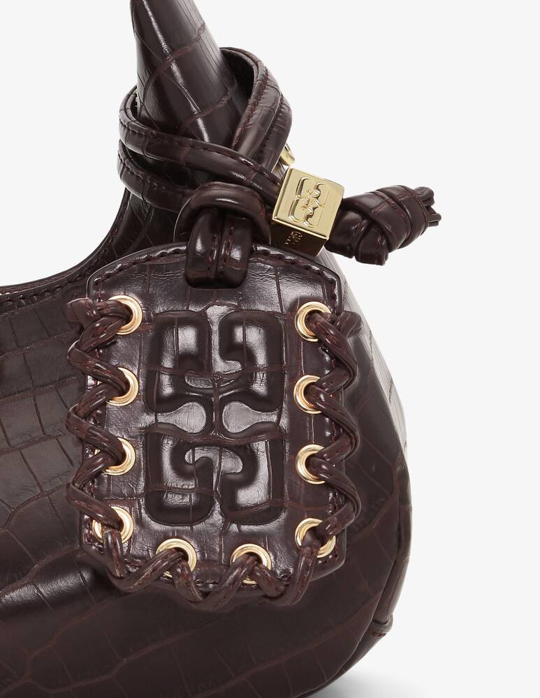 rinascente Ganni Borsa Hobo Mini con stampa coccordillo