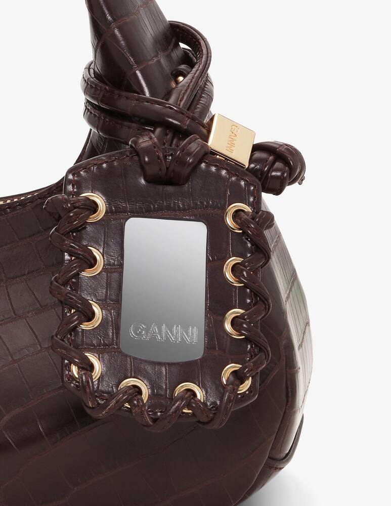 rinascente Ganni Borsa Hobo Mini con stampa coccordillo