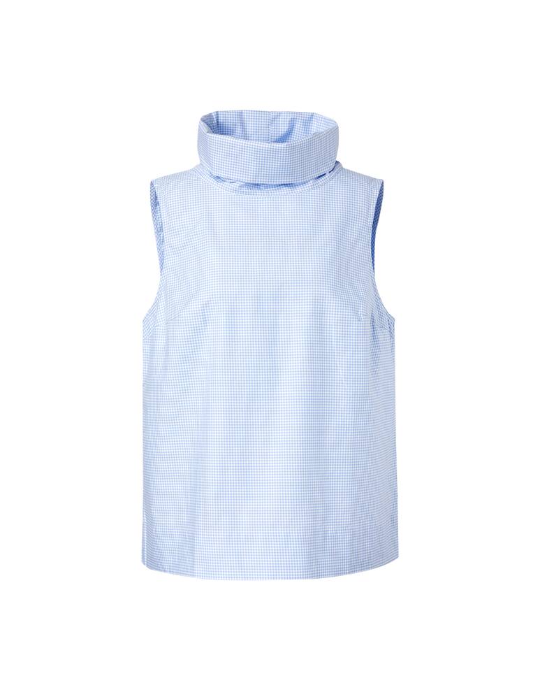 rinascente Wood Wood Top senza manica in cotone Vichy - azzurro