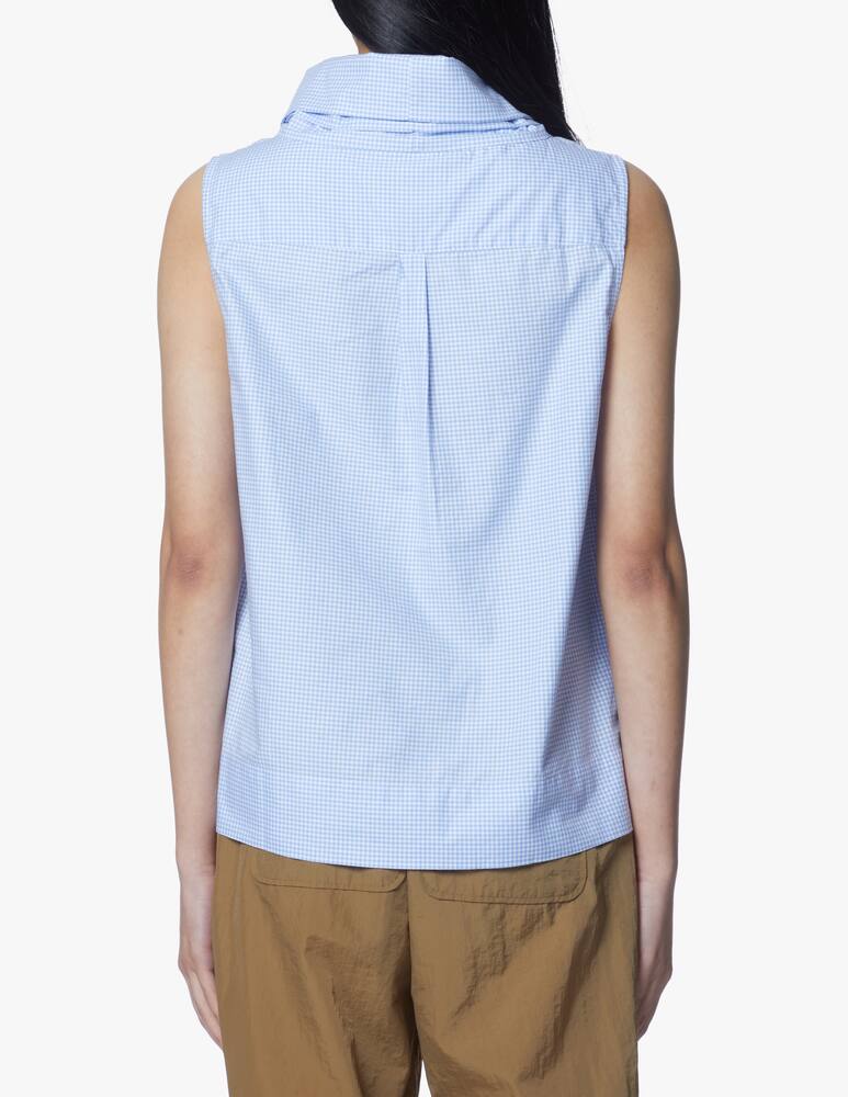 rinascente Wood Wood Top senza manica in cotone Vichy - azzurro