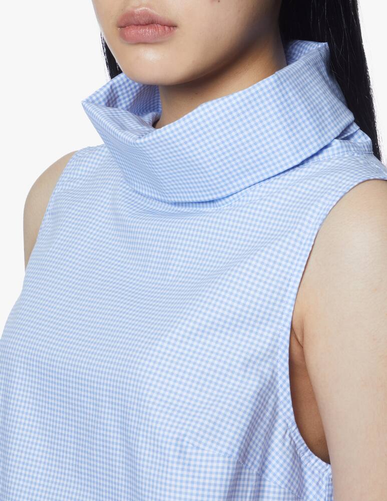 rinascente Wood Wood Top senza manica in cotone Vichy - azzurro