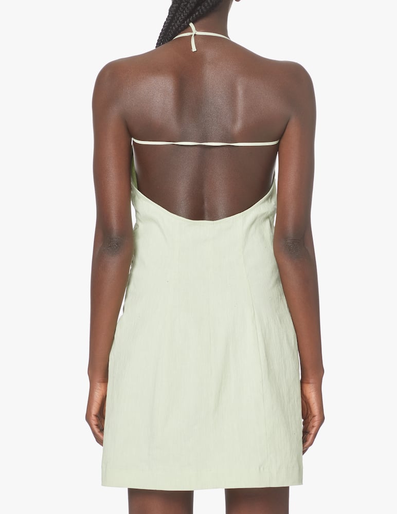 rinascente Wood Wood Vestito corto senza manica in misto lino - verde