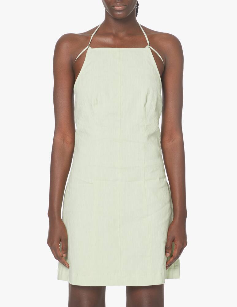 rinascente Wood Wood Vestito corto senza manica in misto lino - verde