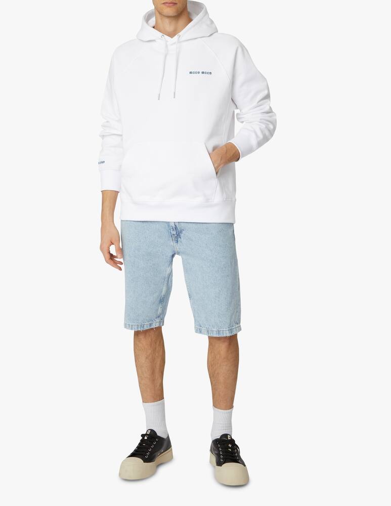 rinascente Wood Wood Embroidered jerkurb hoodie - white