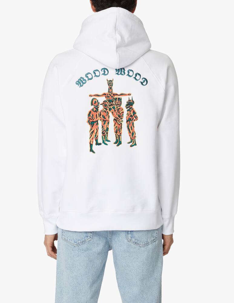 rinascente Wood Wood Embroidered jerkurb hoodie - white