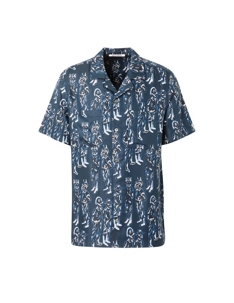 rinascente Wood Wood Short sleeve printed shirt jerkurb - blue