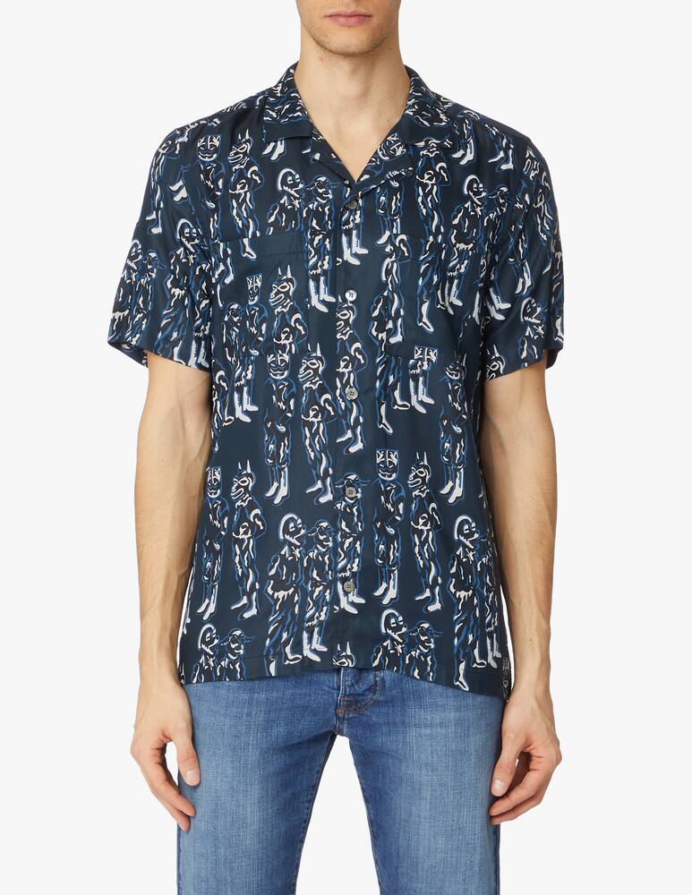 rinascente Wood Wood Short sleeve printed shirt jerkurb - blue