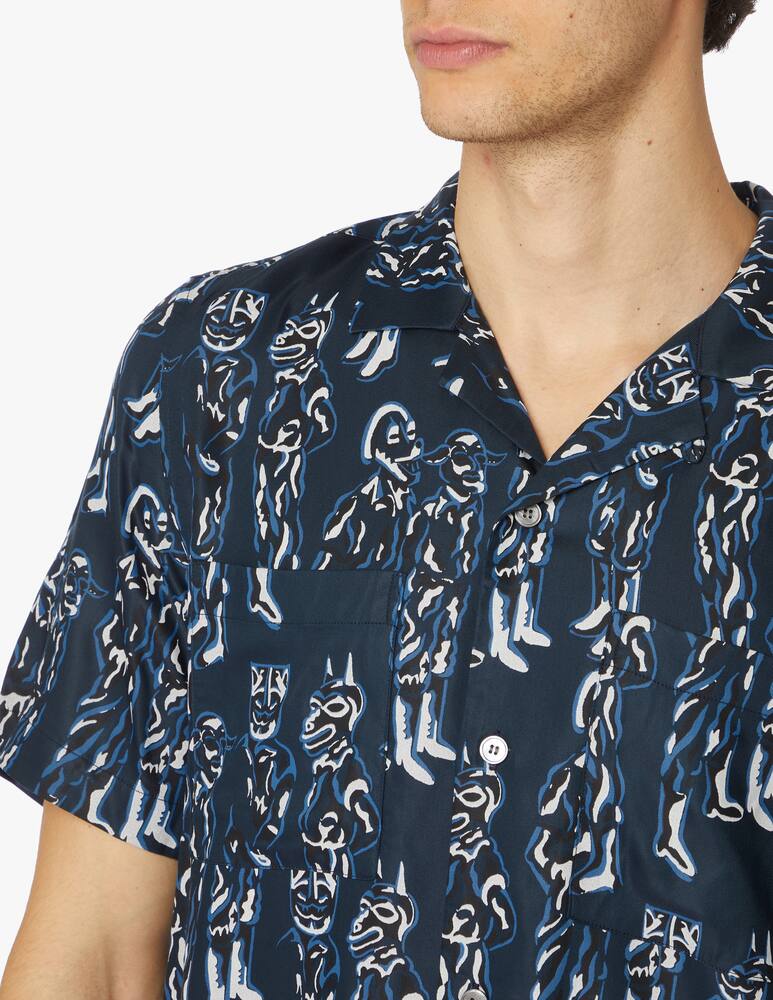 rinascente Wood Wood Short sleeve printed shirt jerkurb - blue