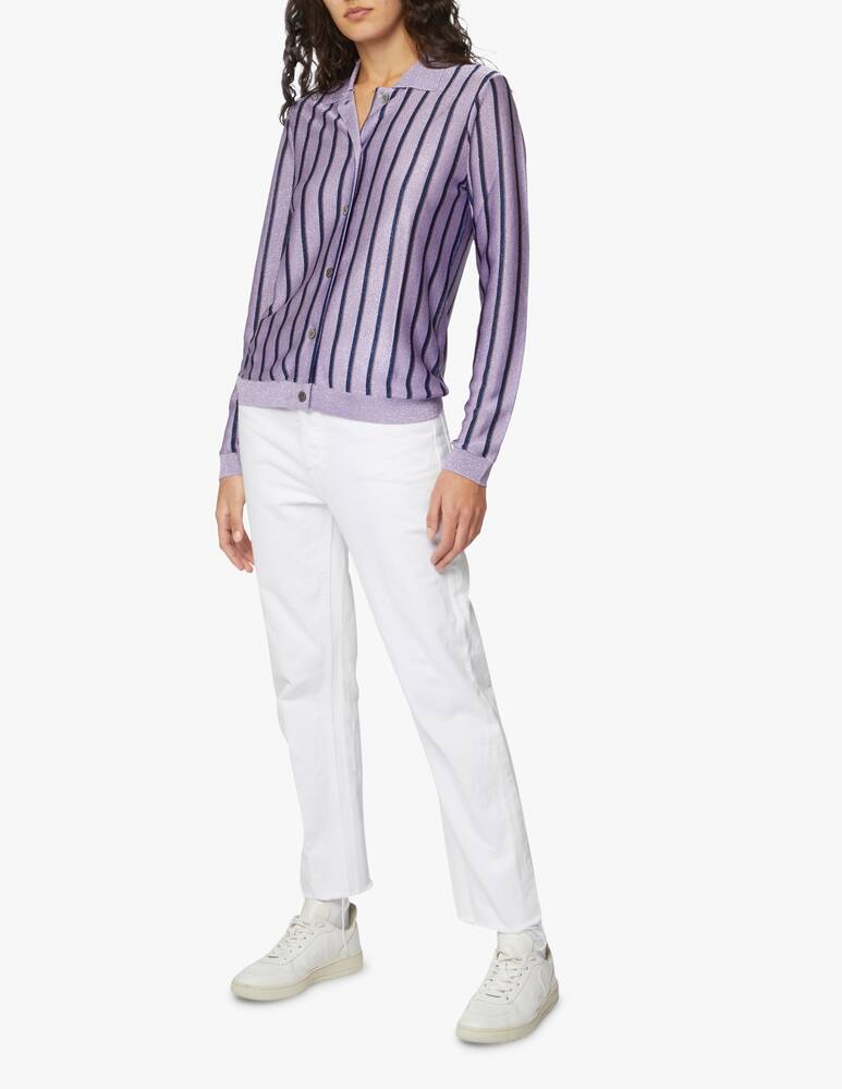 rinascente Wood Wood Long sleeved polo shirt with stripes - violet