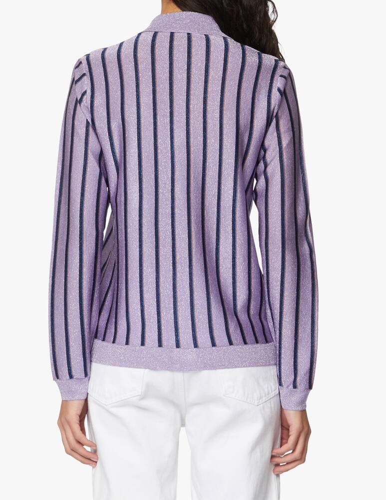 rinascente Wood Wood Long sleeved polo shirt with stripes - violet