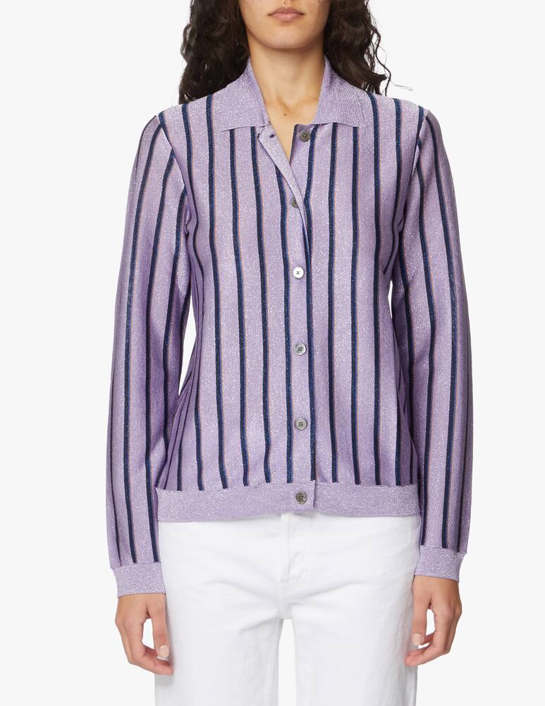 rinascente Wood Wood Long sleeved polo shirt with stripes - violet