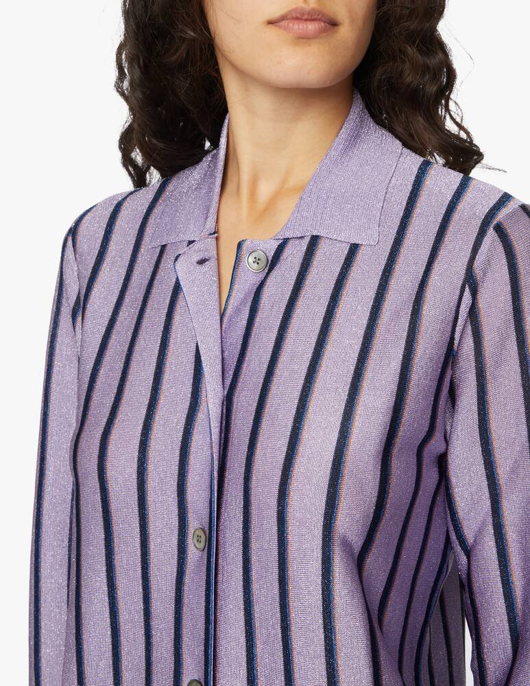 rinascente Wood Wood Long sleeved polo shirt with stripes - violet