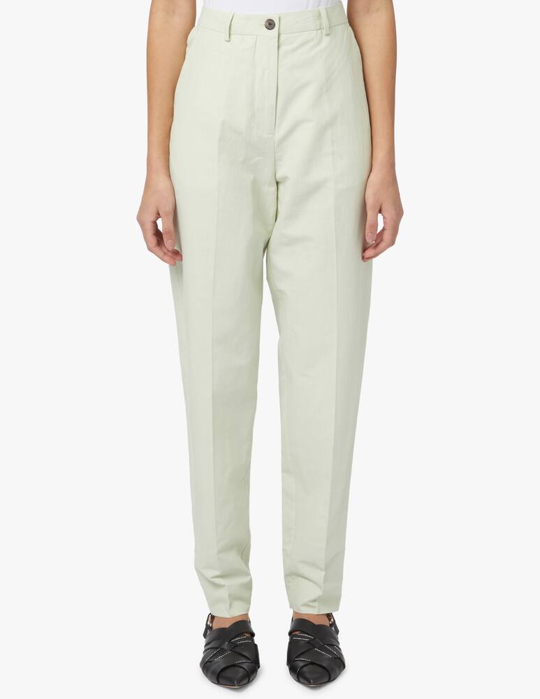 rinascente Wood Wood Pantaloni a carota in misto lino - verde