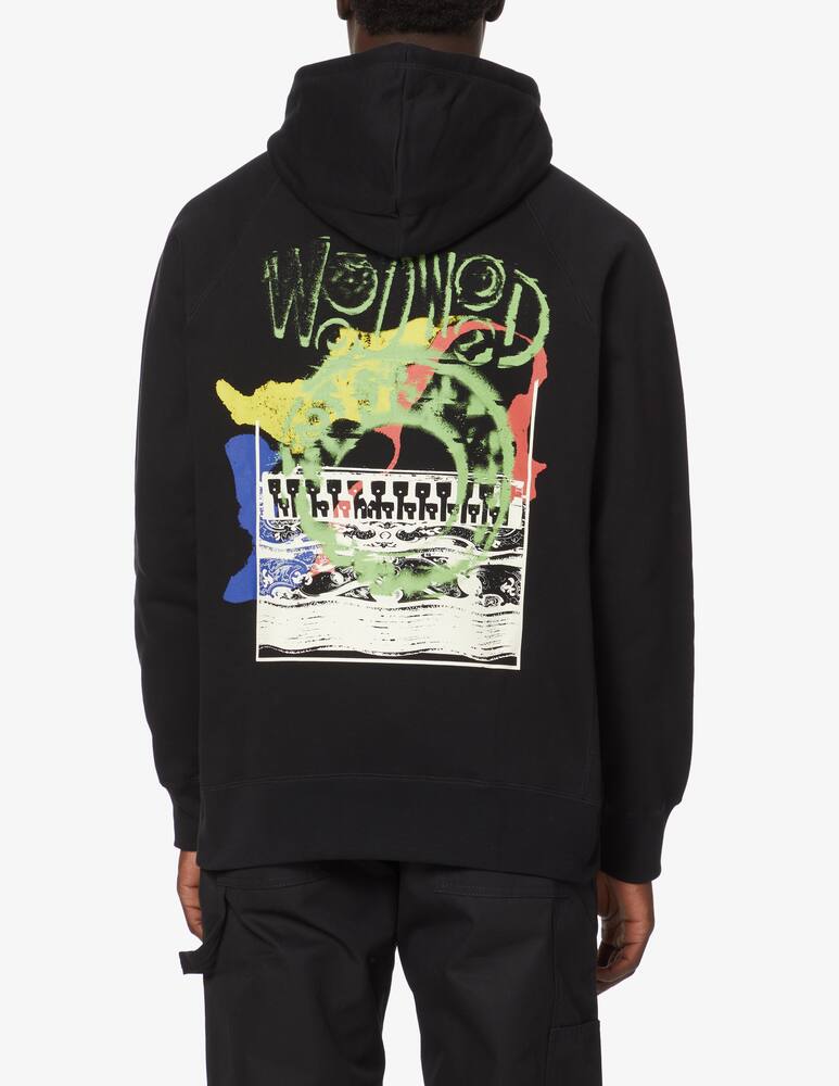 rinascente Wood Wood Felpa con cappuccio grafica eye retro - Nero