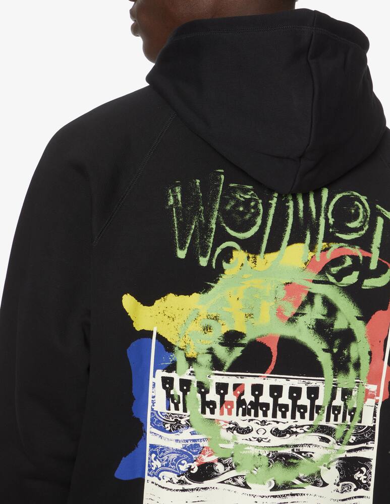 rinascente Wood Wood Felpa con cappuccio grafica eye retro - Nero