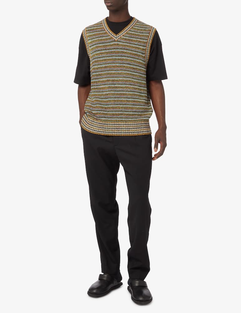 rinascente Wood Wood Multi stripe v neck cotton vest - Multi