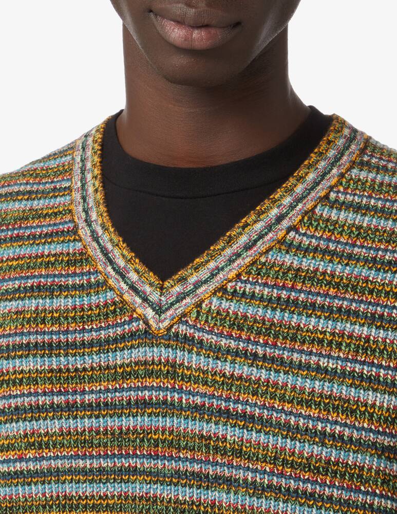 rinascente Wood Wood Multi stripe v neck cotton vest - Multi