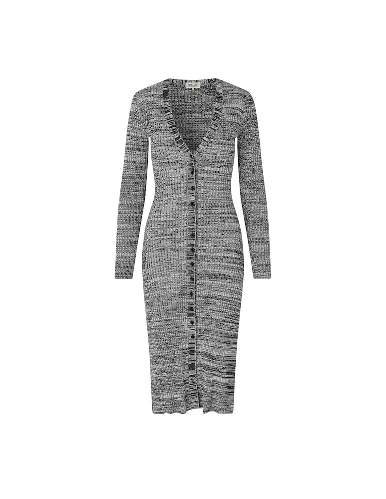 rinascente Baum und Pferdgarten Long sleeved V neck dress with front bottons - black