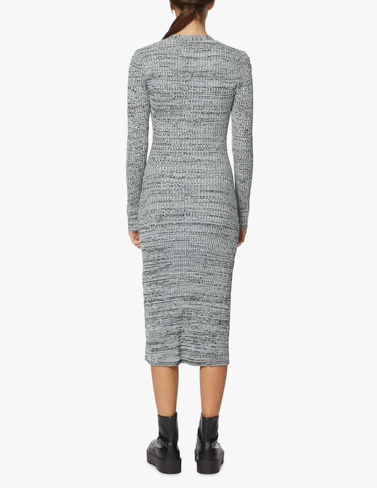 rinascente Baum und Pferdgarten Long sleeved V neck dress with front bottons - black