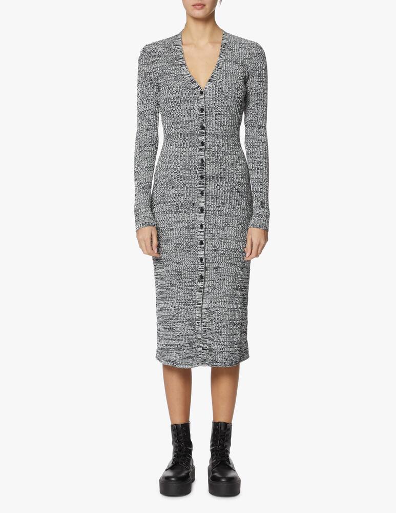 rinascente Baum und Pferdgarten Long sleeved V neck dress with front bottons - black