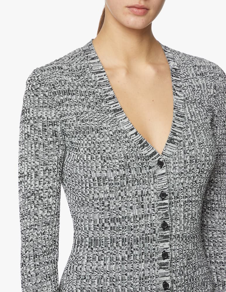 rinascente Baum und Pferdgarten Long sleeved V neck dress with front bottons - black