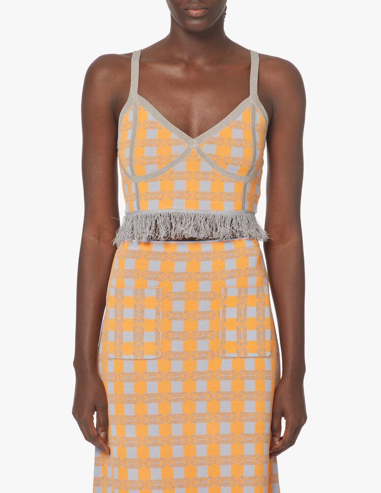 rinascente Baum und Pferdgarten Top con spalline in stampa check Cypres - arancione