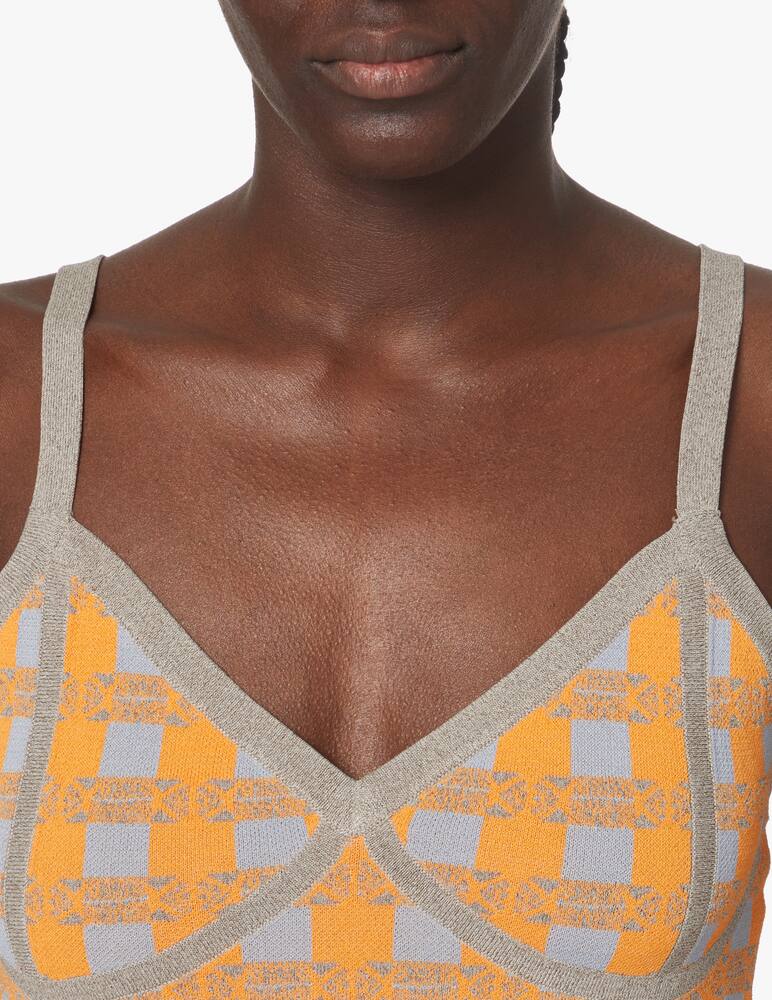 rinascente Baum und Pferdgarten Top con spalline in stampa check Cypres - arancione