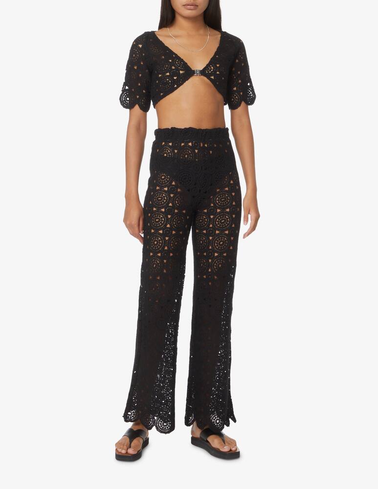 rinascente Rotate Wrap crop top crochet top - Black