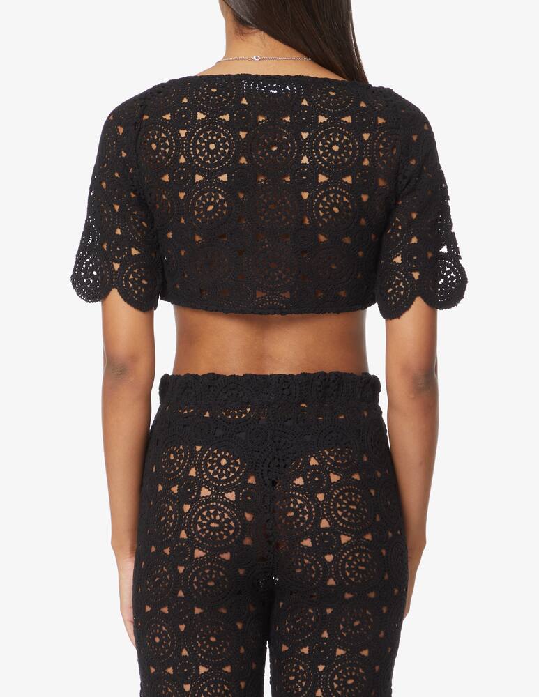 rinascente Rotate Wrap crop top crochet top - Black