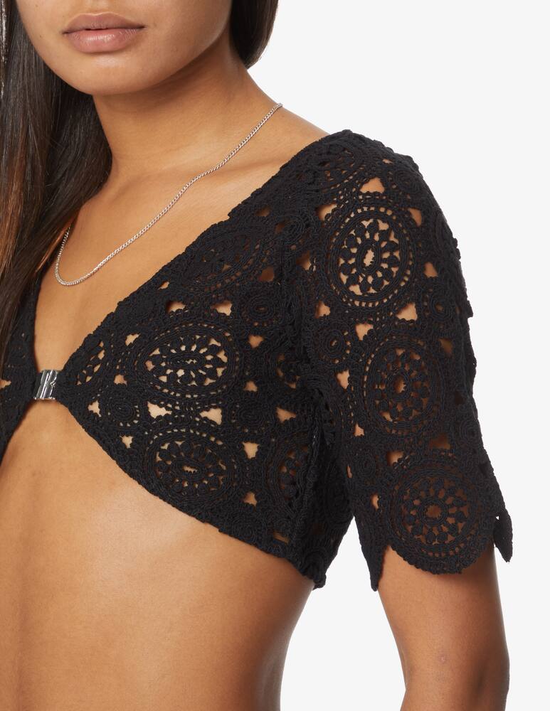 rinascente Rotate Wrap crop top crochet top - Black