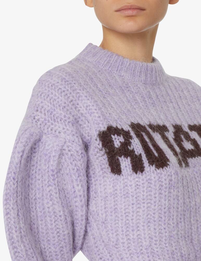 rinascente Rotate Crewneck jumper in wool with logo - Violet
