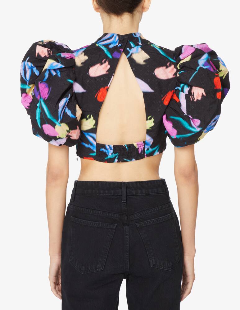 rinascente Rotate Blusa crop a collo alto Dusk - Nero