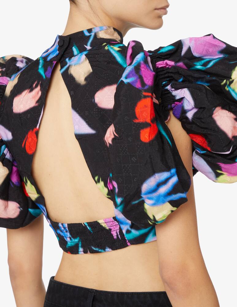 rinascente Rotate Blusa crop a collo alto Dusk - Nero