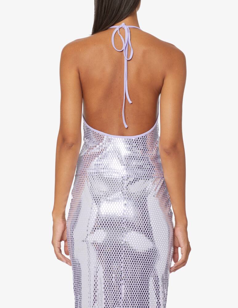 rinascente Rotate Top in paillettes con scollo americano Kia - Lilla