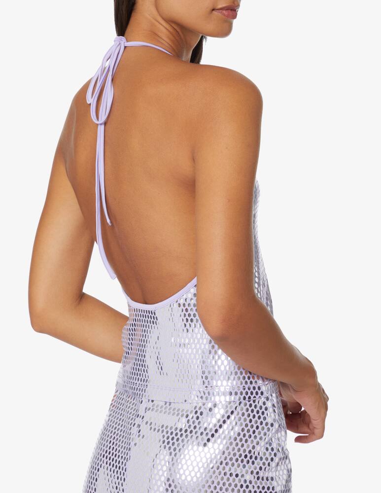 rinascente Rotate Top in paillettes con scollo americano Kia - Lilla