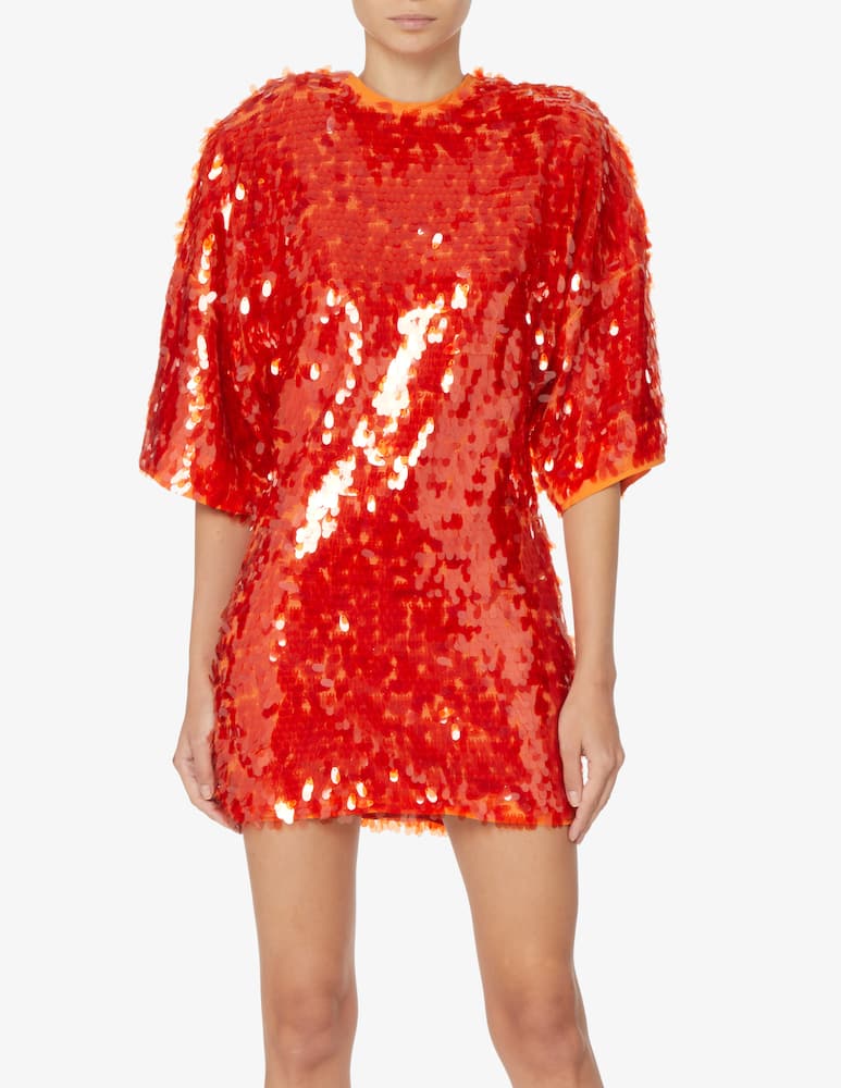 rinascente Rotate Abito mini con paillettes girocollo e manica corta Jasy - Rosso