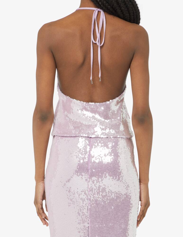 rinascente Rotate Top allacciato al collo con paillettes