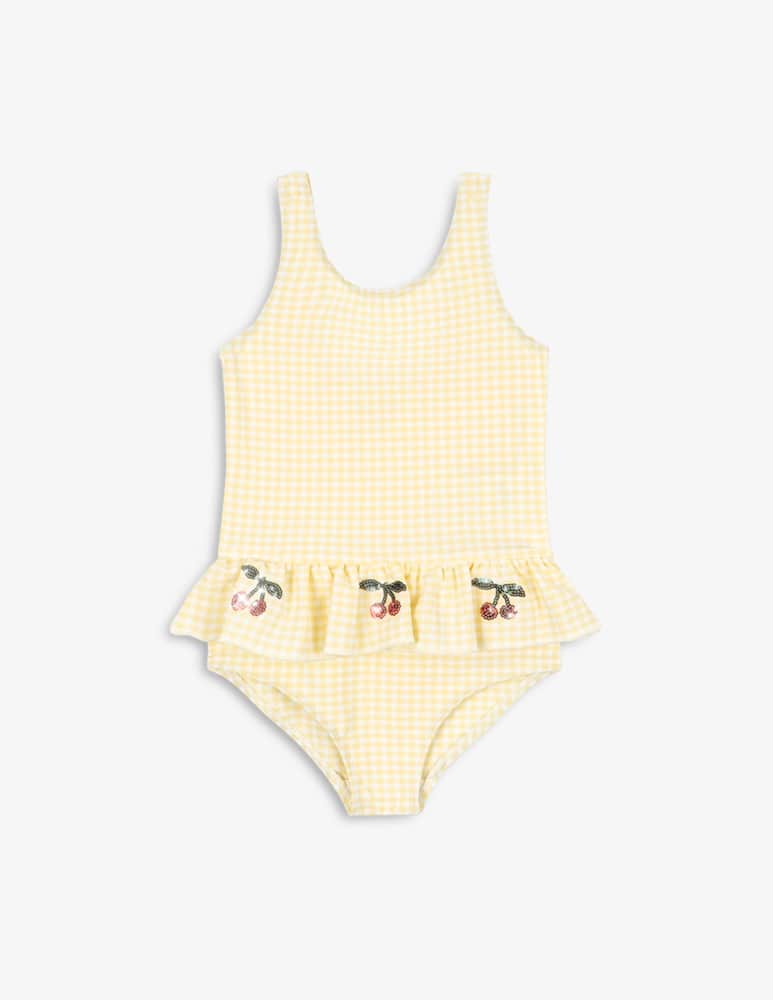 rinascente Konges Slojd Gingham cherry ruffle swimsuit