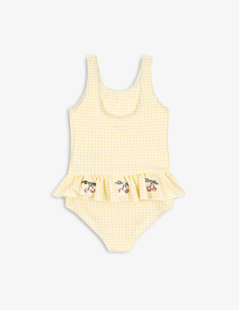 rinascente Konges Slojd Gingham cherry ruffle swimsuit